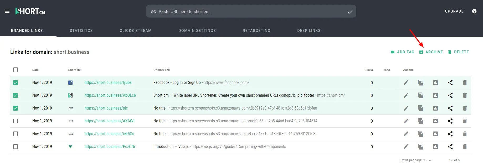 archive-short-links-in-bulk