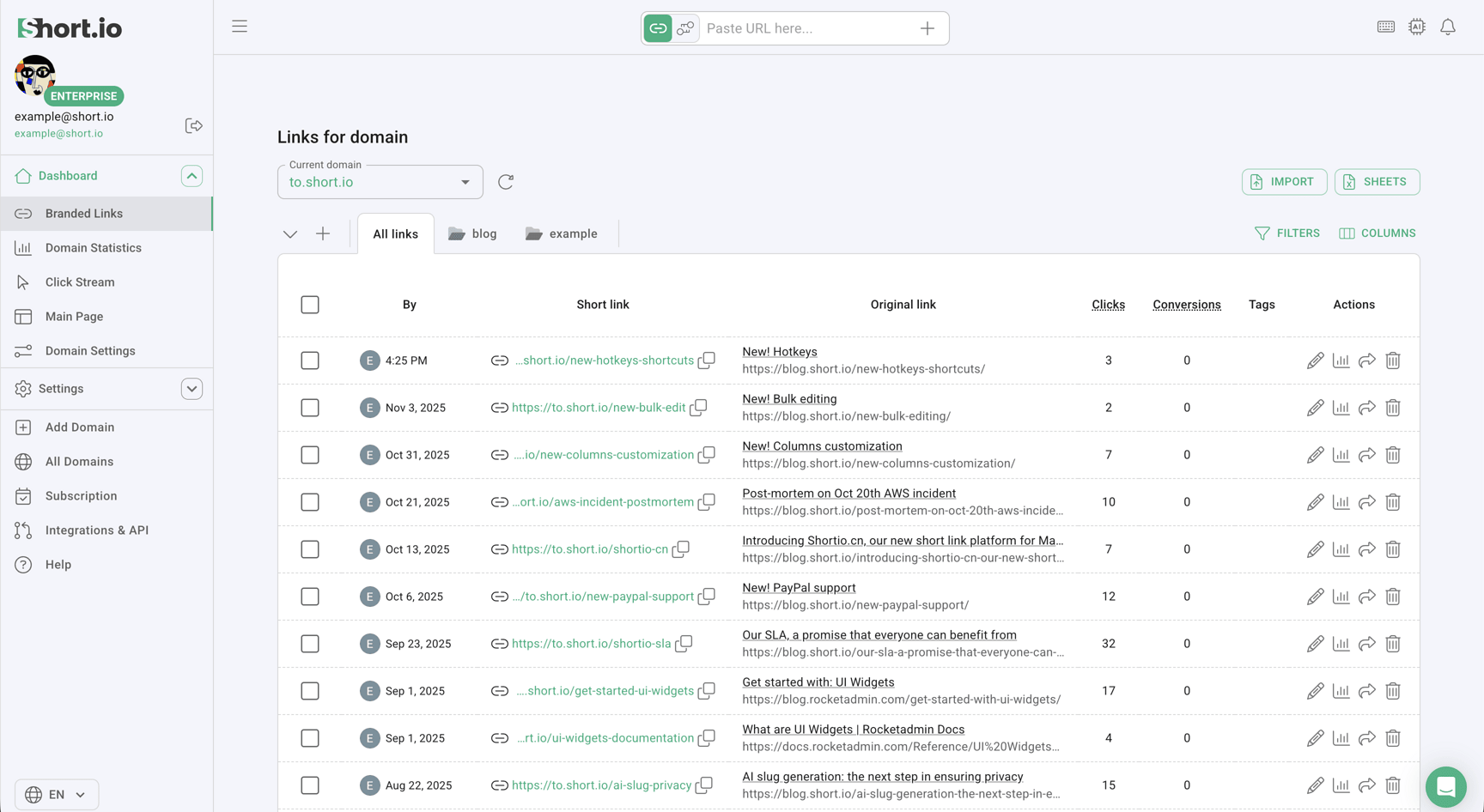 Short.io Dashboard Preview